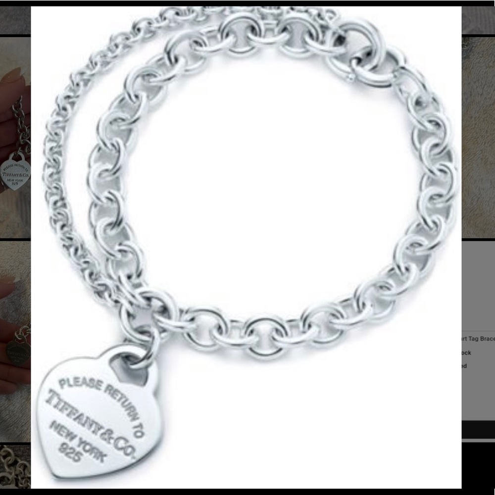 Return to Tiffany Double Chain Heart Tag Charm Bracelet - RARE